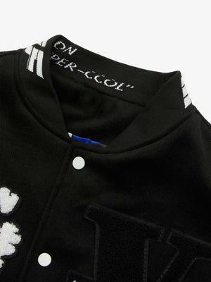 Black Varsity Jacket – collar close-up | XoKool