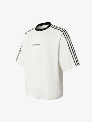 Gestreiftes Raglan T-Shirt – Off-White, Ansicht von der Seite | XoKool