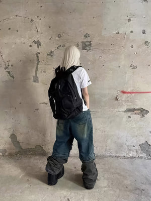 Metal Partition Multi-Pocket Nylon Backpack - thumbnail 5