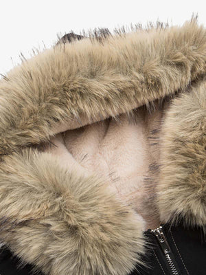 Faux Fur Lined Zip Up Hooded Bomber Jacket - thumbnail 12