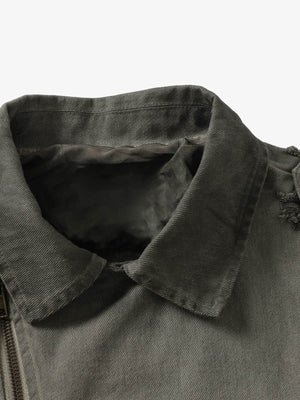 Distressed Irregular Zip Up Denim Jacket - thumbnail 5