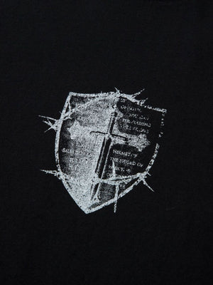 Heavy Cotton Washed Cross Shield Print T-shirt - thumbnail 6