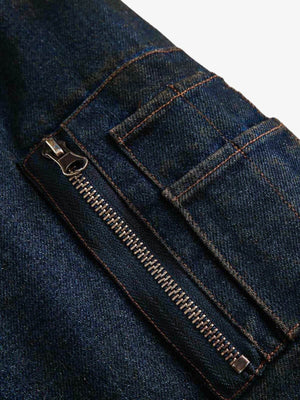 Hooded denim jacket – sleeve zip pocket close-up | XoKool