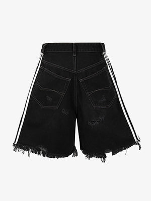 Retro Whisker Raw Edge Denim Shorts - thumbnail 5
