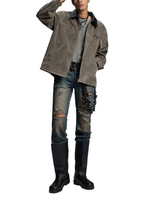 Retro Suede Detroit Motorcycle Jacket - thumbnail 5