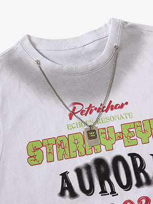 Spray- Painted Letter Print Necklace Vest - thumbnail 3