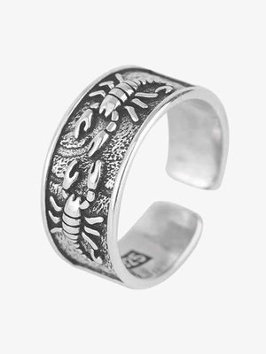 Adjustable Scorpion Ring in Antique Silver-Tone – Silver, angled view | XoKool