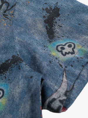 Graffiti denim shirt – print close-up | XoKool