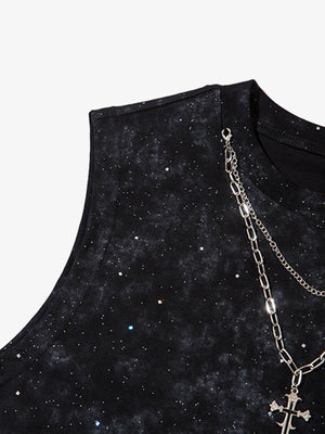Retro Rhinestone Cross Chain Vest - thumbnail 3