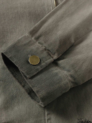 Distressed Irregular Zip Up Denim Jacket - thumbnail 6