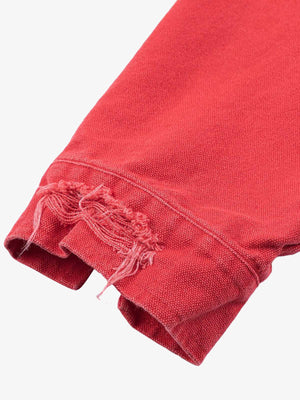 Vintage Washed Work Jacket with Contrast Collar – Distressed cuff close-up | XoKool
