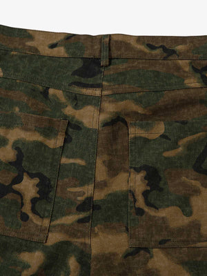 Woodland camo cargo pants – back pocket close-up | XoKool