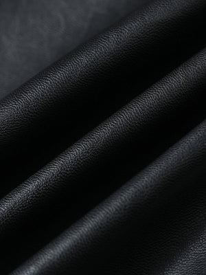 Patchwork Pu Leather Motorcycle Jacket - thumbnail 6