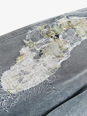 Lace patch jeans – lace patch close-up | XoKool