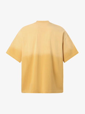 Distressed Graphic T-Shirt mit Dip-Dye-Verlauf – Gelb, Rückseite flach | XoKool