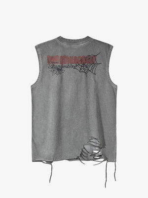 Raggedy Design Spider Web Graphic Vest - thumbnail 6
