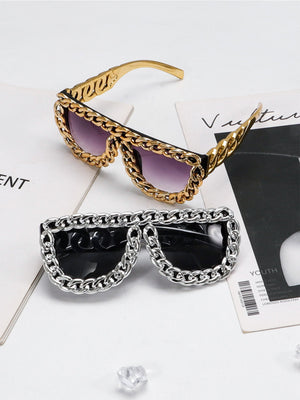 Street Square Frame Chain Sunglasses - thumbnail 3