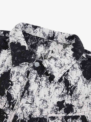 Black And White Contrast Floral Denim Jacket - thumbnail 6