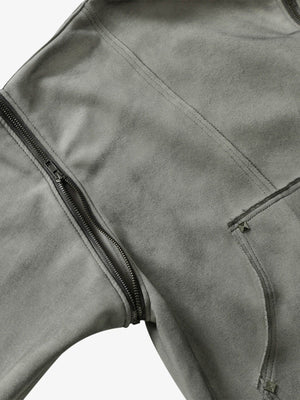 Street Washed Distressed Stitching Rivet Hooded Jacket - thumbnail 6