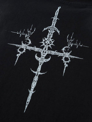 Heavy Cotton Washed Cross Shield Print T-shirt - thumbnail 7
