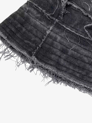 Distressed Denim Raw Edge Destroyed Bucket Hat - thumbnail 6
