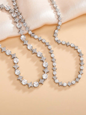 Star Link Tennis Chain Halskette – Silber, Halskette auf Satin | XoKool