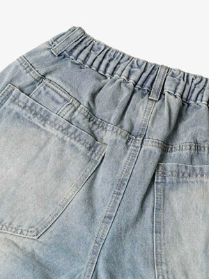 Washed Distressed Deconstructed Split Denim Shorts - thumbnail 6