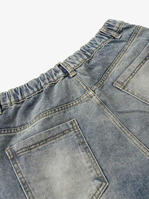 Vintage Blue Horseshoe Jeans with Twisted Seams – back waist close-up | XoKool
