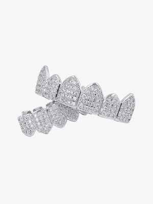 Vampire fang grillz – Silver, set angled view | XoKool