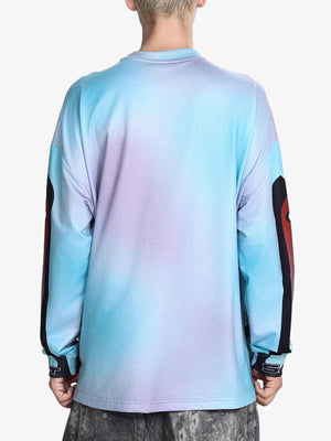 Camiseta estilo jersey de motocross – Azul, en modelo, espalda | XoKool
