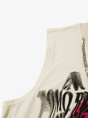 Street Necklace Graffiti Spray-Painted Vest - thumbnail 7