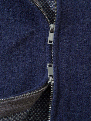 Color Block Strickjacke – Nahaufnahme des Zwei-Wege-Reißverschlusses | XoKool
