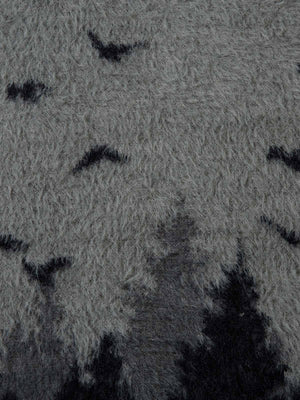 Fuzzy Vogel Zip Pullover – Vögel und Wald Jacquard Nahaufnahme | XoKool