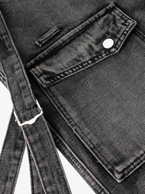 Grey cargo jeans – flap pocket and strap close-up | XoKool