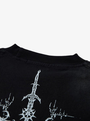 Heavy Cotton Washed Cross Shield Print T-shirt - thumbnail 8