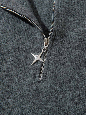 Distressed Quarter Zip Pullover – Stern-Zipper im Detail | XoKool