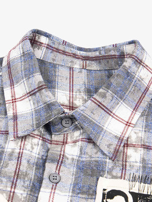 Retro Cleanfit Patch Embroidered Plaid Shirt - thumbnail 5