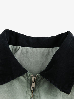 Washed Ripped Gradient Zip Up Work Jacket - thumbnail 4