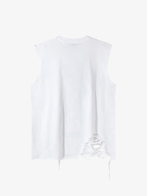 Asymmetric Distressed Graffiti Chain Vest - thumbnail 8