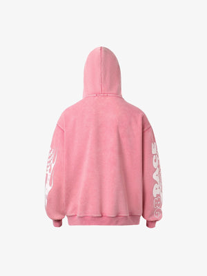 Washed Pink Racing Zip Hoodie – Pink, Rückansicht | XoKool