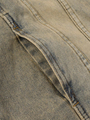 Washed Vintage Letter Print Denim Jacket - thumbnail 7