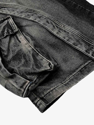 Black denim cargo shorts – cargo pocket close-up | XoKool