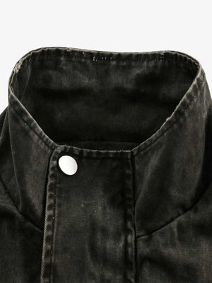 Retro Washed Distressed Multi-Pocket Work Jacket - thumbnail 7