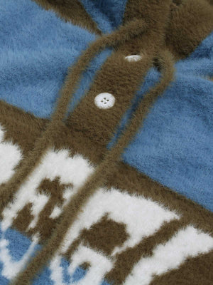 Hooded Striped Knit Sweater - thumbnail 5