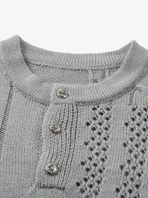 Openwork Knit Short-Sleeve Sweater - thumbnail 3