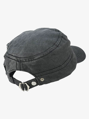 Washed Rivet Zipper Flat Top Cap - thumbnail 11