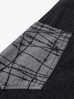 Black wide leg jeans – side pocket close-up | XoKool
