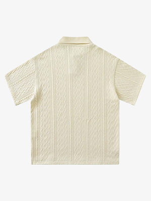Vintage Print Lapel Short Sleeve Polo Shirt - thumbnail 7