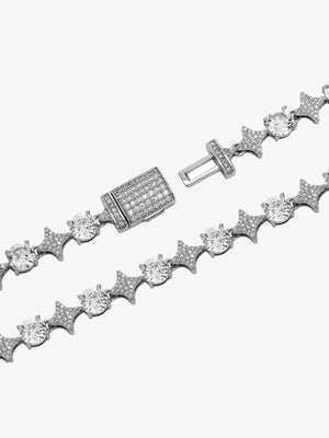 Star Link Tennis Chain Halskette – Silber, Verschluss im Detail | XoKool