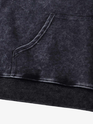 Acid wash flame hoodie – pocket close-up | XoKool